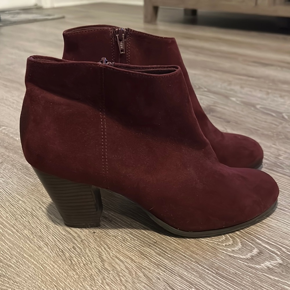 Burgundy (faux) suede booties